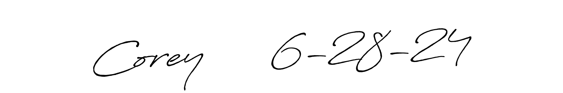 Use a signature maker to create a handwritten signature online. With this signature software, you can design (Antro_Vectra_Bolder) your own signature for name Corey      6-28-24. Corey      6-28-24 signature style 7 images and pictures png
