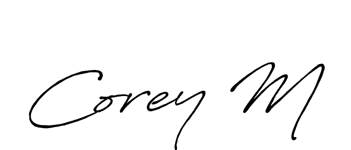 Design your own signature with our free online signature maker. With this signature software, you can create a handwritten (Antro_Vectra_Bolder) signature for name Corey M. Corey M signature style 7 images and pictures png