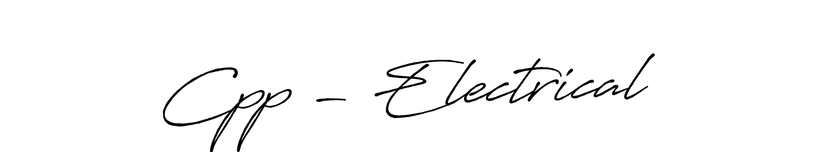 The best way (Antro_Vectra_Bolder) to make a short signature is to pick only two or three words in your name. The name Cpp - Electrical include a total of six letters. For converting this name. Cpp - Electrical signature style 7 images and pictures png