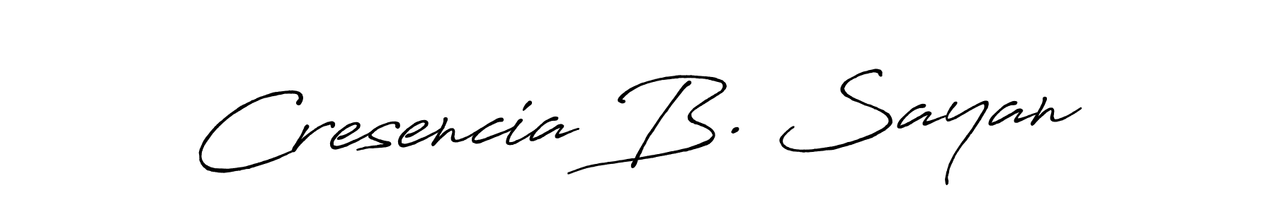 The best way (Antro_Vectra_Bolder) to make a short signature is to pick only two or three words in your name. The name Cresencia B. Sayan include a total of six letters. For converting this name. Cresencia B. Sayan signature style 7 images and pictures png