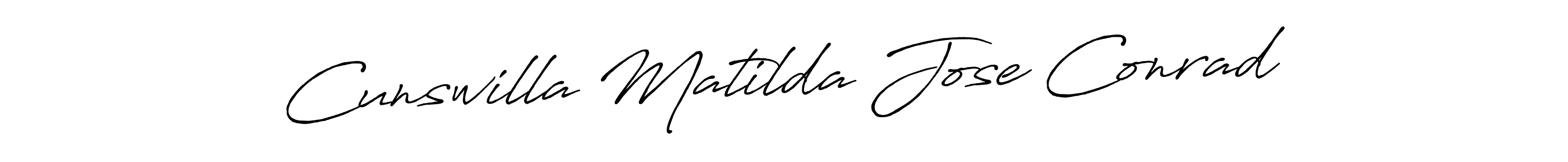 The best way (Antro_Vectra_Bolder) to make a short signature is to pick only two or three words in your name. The name Cunswilla Matilda Jose Conrad include a total of six letters. For converting this name. Cunswilla Matilda Jose Conrad signature style 7 images and pictures png