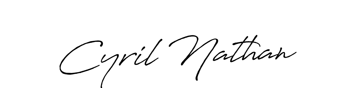 The best way (Antro_Vectra_Bolder) to make a short signature is to pick only two or three words in your name. The name Cyril Nathan include a total of six letters. For converting this name. Cyril Nathan signature style 7 images and pictures png