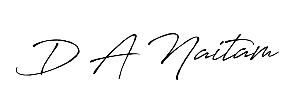 How to make D A Naitam name signature. Use Antro_Vectra_Bolder style for creating short signs online. This is the latest handwritten sign. D A Naitam signature style 7 images and pictures png