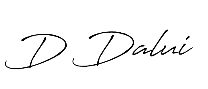 The best way (Antro_Vectra_Bolder) to make a short signature is to pick only two or three words in your name. The name D Dalui include a total of six letters. For converting this name. D Dalui signature style 7 images and pictures png