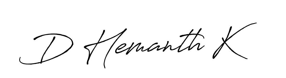 Make a beautiful signature design for name D Hemanth K. With this signature (Antro_Vectra_Bolder) style, you can create a handwritten signature for free. D Hemanth K signature style 7 images and pictures png