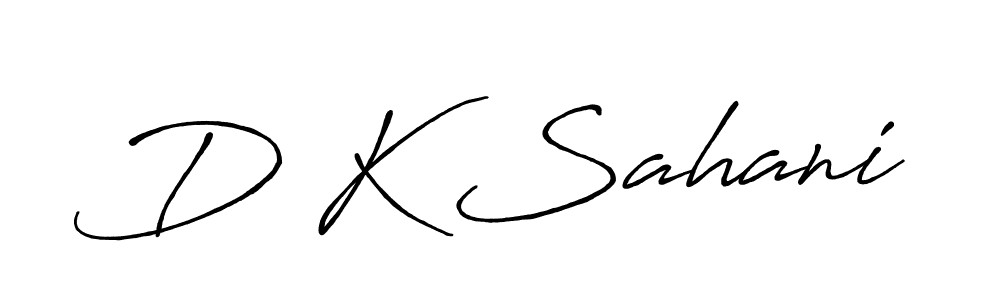 Make a beautiful signature design for name D K Sahani. With this signature (Antro_Vectra_Bolder) style, you can create a handwritten signature for free. D K Sahani signature style 7 images and pictures png