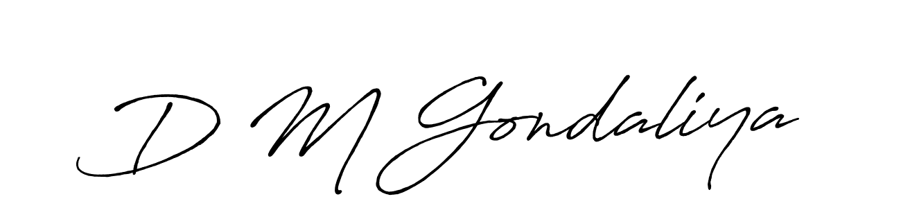 Antro_Vectra_Bolder is a professional signature style that is perfect for those who want to add a touch of class to their signature. It is also a great choice for those who want to make their signature more unique. Get D M Gondaliya name to fancy signature for free. D M Gondaliya signature style 7 images and pictures png