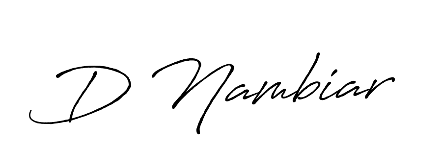 Make a beautiful signature design for name D Nambiar. With this signature (Antro_Vectra_Bolder) style, you can create a handwritten signature for free. D Nambiar signature style 7 images and pictures png