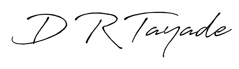 Give your name D R Tayade an exquisite flair with the Antro_Vectra_Bolder script font. Ideal for contracts, resumes, and formal letterheads. D R Tayade signature style 7 images and pictures png
