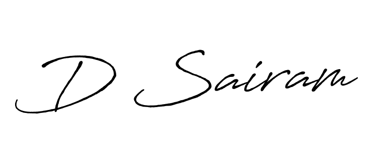 Design your own signature with our free online signature maker. With this signature software, you can create a handwritten (Antro_Vectra_Bolder) signature for name D Sairam. D Sairam signature style 7 images and pictures png