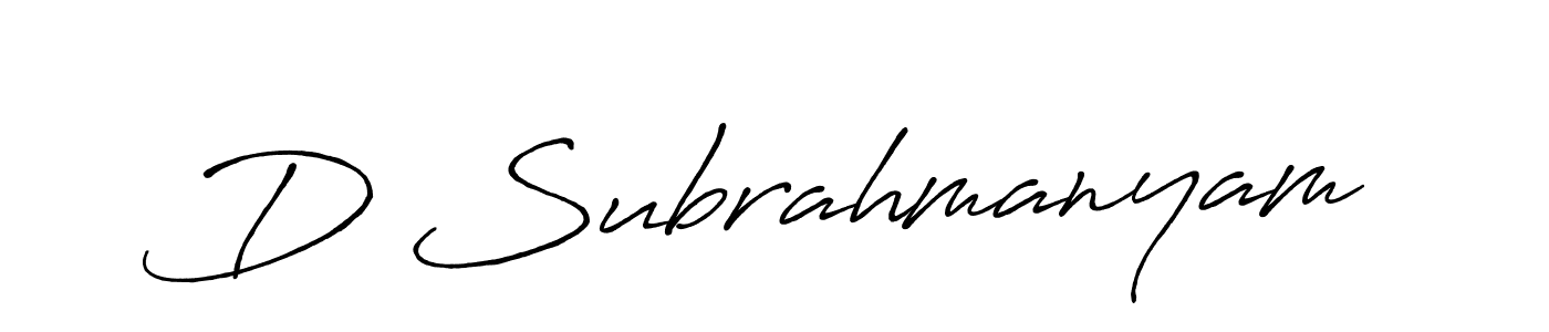 Design your own signature with our free online signature maker. With this signature software, you can create a handwritten (Antro_Vectra_Bolder) signature for name D Subrahmanyam. D Subrahmanyam signature style 7 images and pictures png