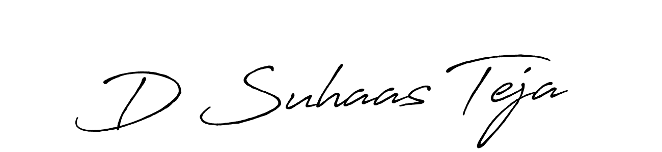 The best way (Antro_Vectra_Bolder) to make a short signature is to pick only two or three words in your name. The name D Suhaas Teja include a total of six letters. For converting this name. D Suhaas Teja signature style 7 images and pictures png