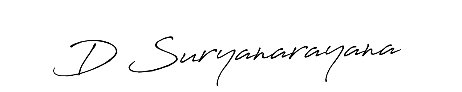 Design your own signature with our free online signature maker. With this signature software, you can create a handwritten (Antro_Vectra_Bolder) signature for name D Suryanarayana. D Suryanarayana signature style 7 images and pictures png
