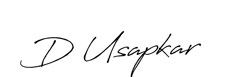 The best way (Antro_Vectra_Bolder) to make a short signature is to pick only two or three words in your name. The name D Usapkar include a total of six letters. For converting this name. D Usapkar signature style 7 images and pictures png