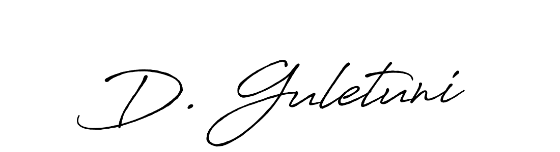 Design your own signature with our free online signature maker. With this signature software, you can create a handwritten (Antro_Vectra_Bolder) signature for name D. Guletuni. D. Guletuni signature style 7 images and pictures png