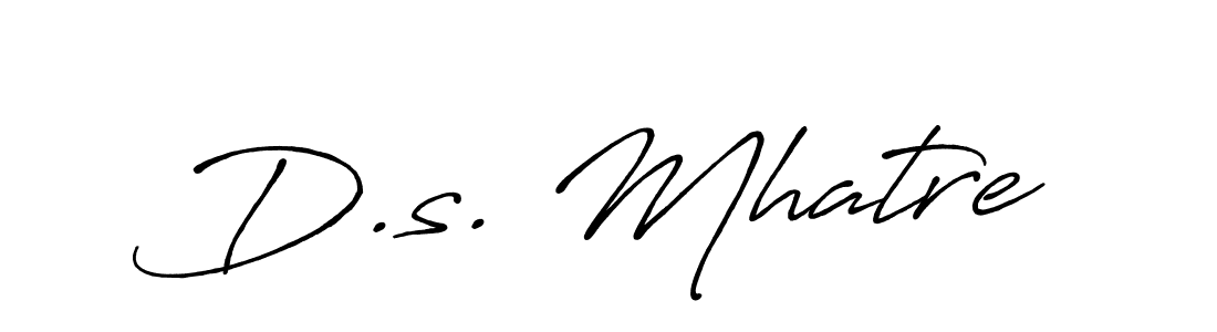 The best way (Antro_Vectra_Bolder) to make a short signature is to pick only two or three words in your name. The name D.s. Mhatre include a total of six letters. For converting this name. D.s. Mhatre signature style 7 images and pictures png