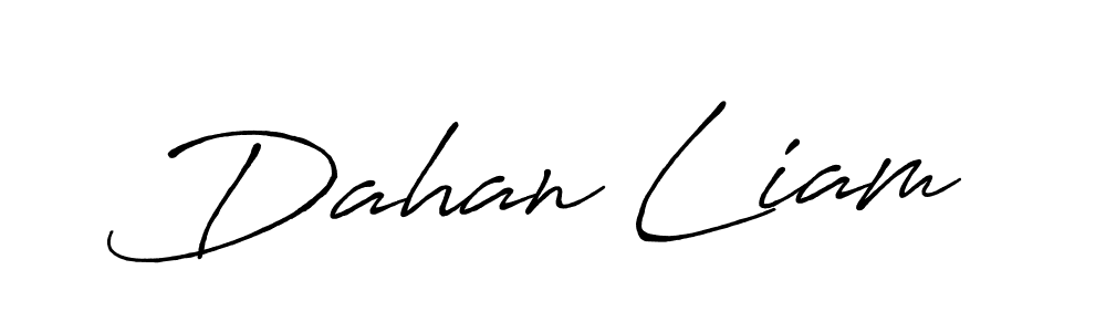 How to make Dahan Liam name signature. Use Antro_Vectra_Bolder style for creating short signs online. This is the latest handwritten sign. Dahan Liam signature style 7 images and pictures png