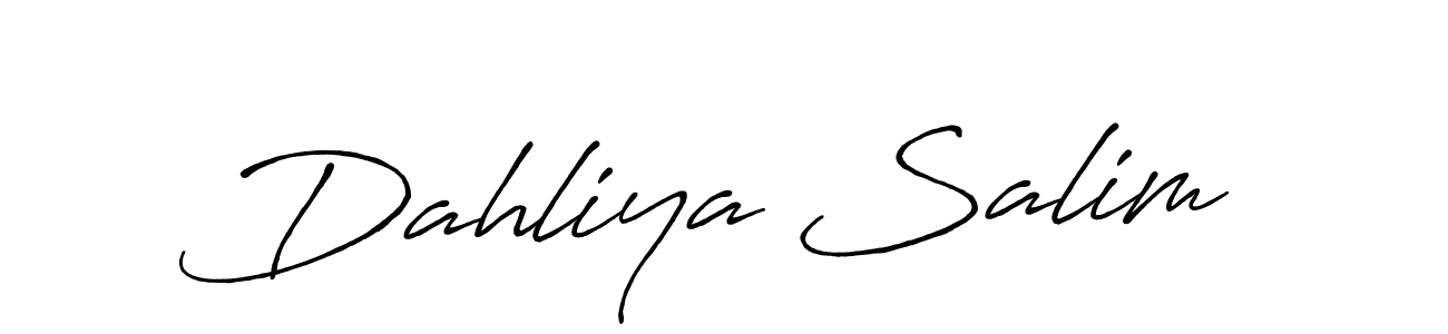 Make a beautiful signature design for name Dahliya Salim. With this signature (Antro_Vectra_Bolder) style, you can create a handwritten signature for free. Dahliya Salim signature style 7 images and pictures png