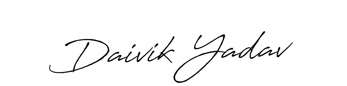 Antro_Vectra_Bolder is a professional signature style that is perfect for those who want to add a touch of class to their signature. It is also a great choice for those who want to make their signature more unique. Get Daivik Yadav name to fancy signature for free. Daivik Yadav signature style 7 images and pictures png