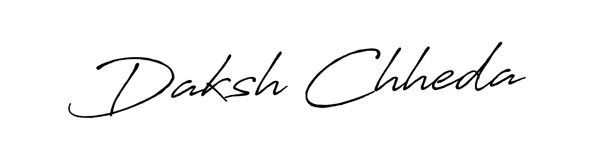 Make a beautiful signature design for name Daksh Chheda. With this signature (Antro_Vectra_Bolder) style, you can create a handwritten signature for free. Daksh Chheda signature style 7 images and pictures png