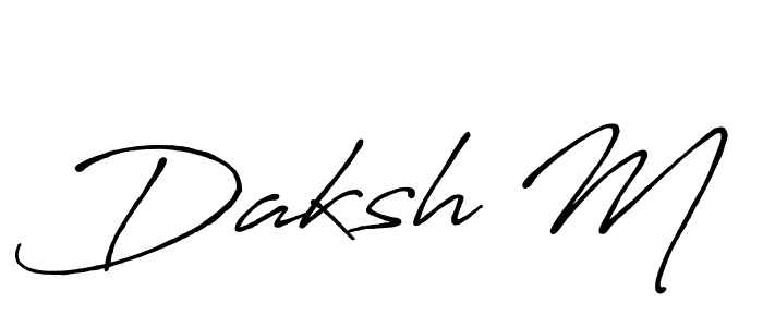 Similarly Antro_Vectra_Bolder is the best handwritten signature design. Signature creator online .You can use it as an online autograph creator for name Daksh M. Daksh M signature style 7 images and pictures png