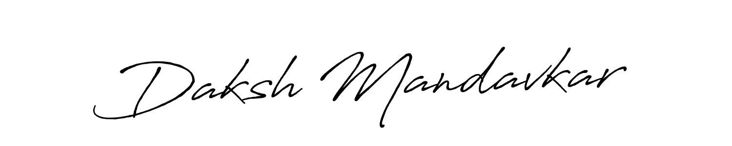 You should practise on your own different ways (Antro_Vectra_Bolder) to write your name (Daksh Mandavkar) in signature. don't let someone else do it for you. Daksh Mandavkar signature style 7 images and pictures png