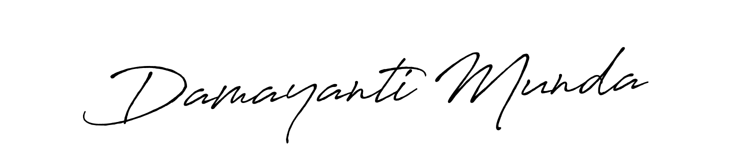 Make a beautiful signature design for name Damayanti Munda. With this signature (Antro_Vectra_Bolder) style, you can create a handwritten signature for free. Damayanti Munda signature style 7 images and pictures png