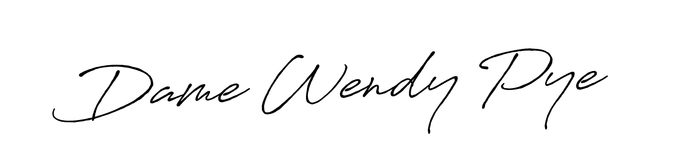 How to make Dame Wendy Pye name signature. Use Antro_Vectra_Bolder style for creating short signs online. This is the latest handwritten sign. Dame Wendy Pye signature style 7 images and pictures png