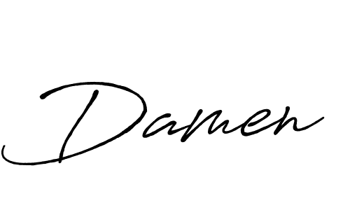 Make a beautiful signature design for name Damen. With this signature (Antro_Vectra_Bolder) style, you can create a handwritten signature for free. Damen signature style 7 images and pictures png