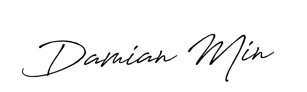 Damian Min stylish signature style. Best Handwritten Sign (Antro_Vectra_Bolder) for my name. Handwritten Signature Collection Ideas for my name Damian Min. Damian Min signature style 7 images and pictures png