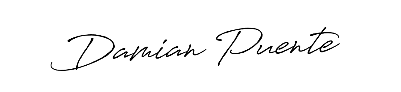 Damian Puente stylish signature style. Best Handwritten Sign (Antro_Vectra_Bolder) for my name. Handwritten Signature Collection Ideas for my name Damian Puente. Damian Puente signature style 7 images and pictures png