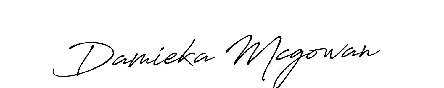 Create a beautiful signature design for name Damieka Mcgowan. With this signature (Antro_Vectra_Bolder) fonts, you can make a handwritten signature for free. Damieka Mcgowan signature style 7 images and pictures png