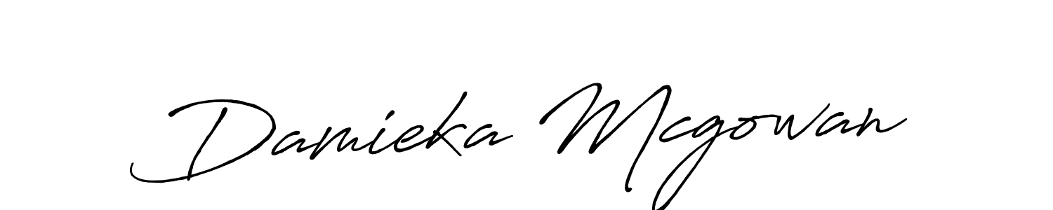 Create a beautiful signature design for name Damieka Mcgowan. With this signature (Antro_Vectra_Bolder) fonts, you can make a handwritten signature for free. Damieka Mcgowan signature style 7 images and pictures png