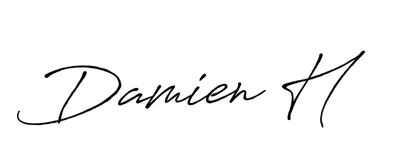 Damien H stylish signature style. Best Handwritten Sign (Antro_Vectra_Bolder) for my name. Handwritten Signature Collection Ideas for my name Damien H. Damien H signature style 7 images and pictures png