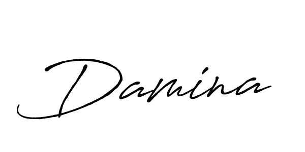 Use a signature maker to create a handwritten signature online. With this signature software, you can design (Antro_Vectra_Bolder) your own signature for name Damina. Damina signature style 7 images and pictures png