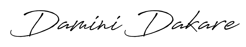 Give your name Damini Dakare an exquisite flair with the Antro_Vectra_Bolder script font. Ideal for contracts, resumes, and formal letterheads. Damini Dakare signature style 7 images and pictures png