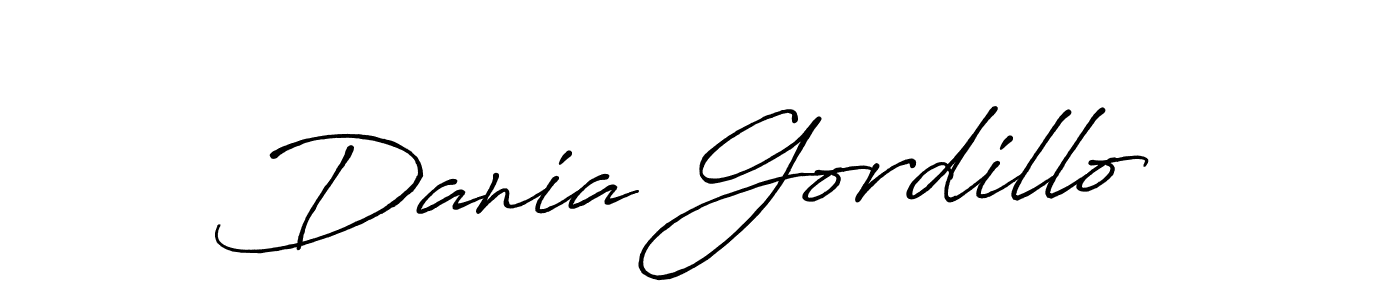 Create a beautiful signature design for name Dania Gordillo. With this signature (Antro_Vectra_Bolder) fonts, you can make a handwritten signature for free. Dania Gordillo signature style 7 images and pictures png