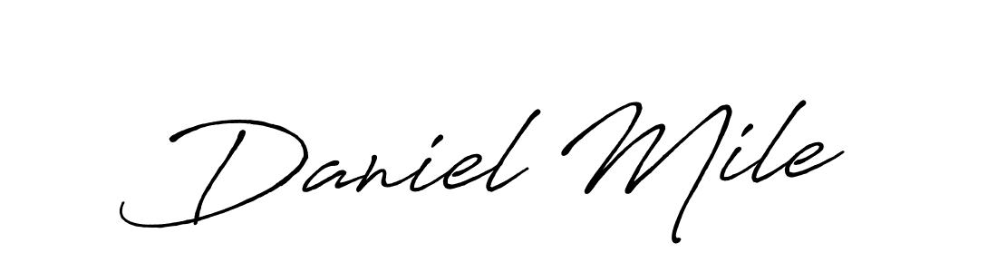 How to make Daniel Mile name signature. Use Antro_Vectra_Bolder style for creating short signs online. This is the latest handwritten sign. Daniel Mile signature style 7 images and pictures png