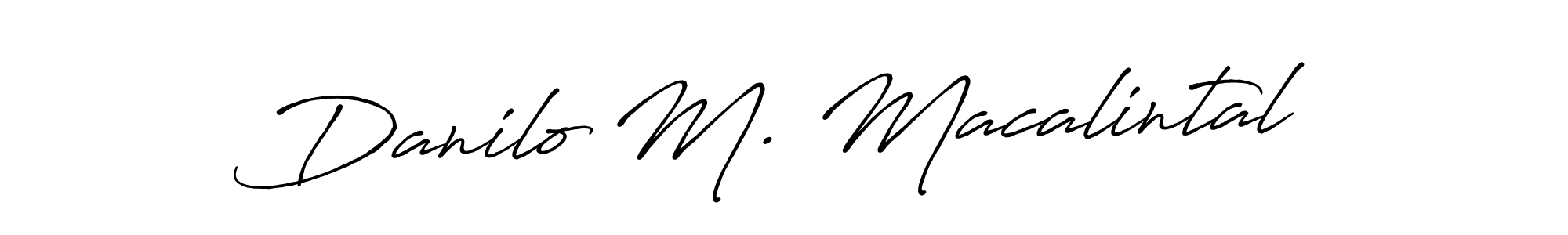 How to make Danilo M. Macalintal name signature. Use Antro_Vectra_Bolder style for creating short signs online. This is the latest handwritten sign. Danilo M. Macalintal signature style 7 images and pictures png