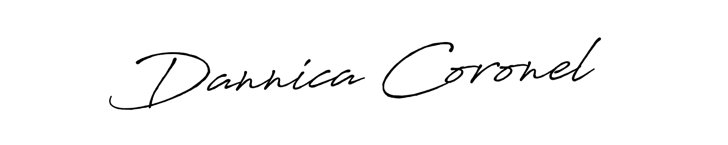 How to make Dannica Coronel name signature. Use Antro_Vectra_Bolder style for creating short signs online. This is the latest handwritten sign. Dannica Coronel signature style 7 images and pictures png