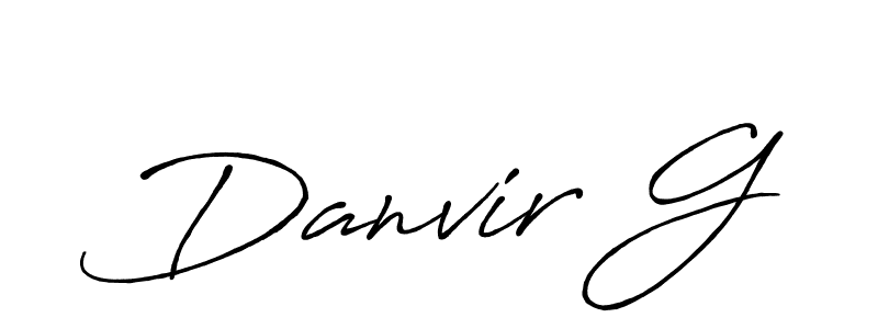 How to make Danvir G name signature. Use Antro_Vectra_Bolder style for creating short signs online. This is the latest handwritten sign. Danvir G signature style 7 images and pictures png