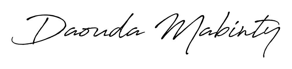 Stand out with a creative autograph for Daouda Mabinty. The Antro_Vectra_Bolder styling blends modern aesthetics with classic signature flourishes. Daouda Mabinty signature style 7 images and pictures png