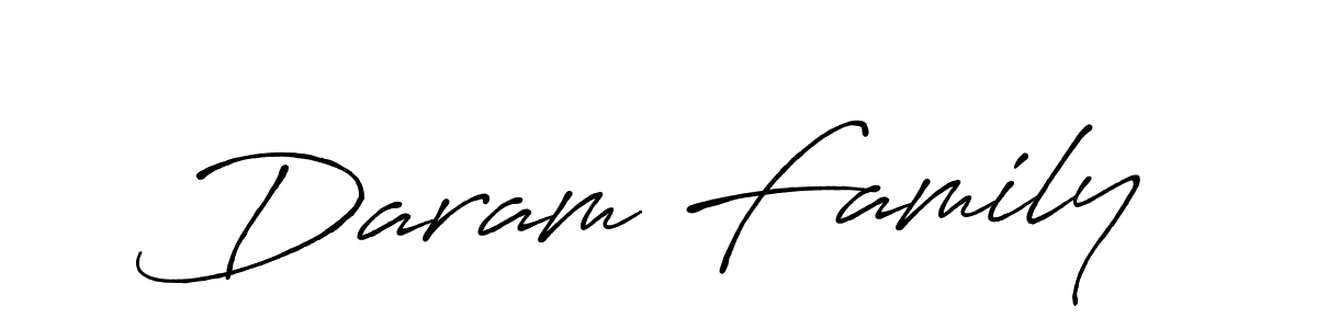 Daram Family stylish signature style. Best Handwritten Sign (Antro_Vectra_Bolder) for my name. Handwritten Signature Collection Ideas for my name Daram Family. Daram Family signature style 7 images and pictures png