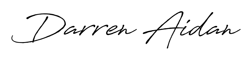 Transform the name Darren Aidan into a signature masterpiece using Antro_Vectra_Bolder font. Ideal for photographers, artists, and creators looking for watermarks. Darren Aidan signature style 7 images and pictures png
