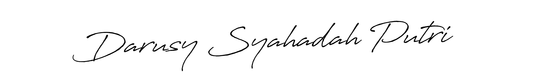 The best way (Antro_Vectra_Bolder) to make a short signature is to pick only two or three words in your name. The name Darusy Syahadah Putri include a total of six letters. For converting this name. Darusy Syahadah Putri signature style 7 images and pictures png