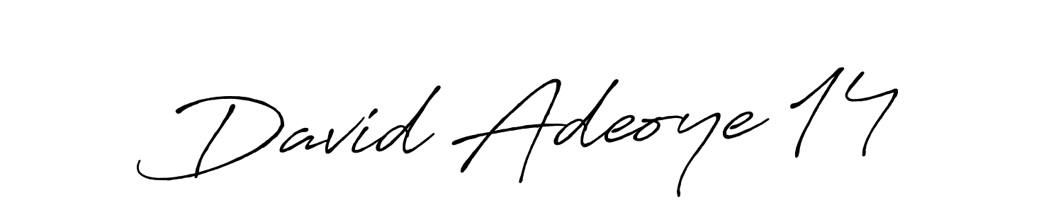 How to make David Adeoye 14 name signature. Use Antro_Vectra_Bolder style for creating short signs online. This is the latest handwritten sign. David Adeoye 14 signature style 7 images and pictures png