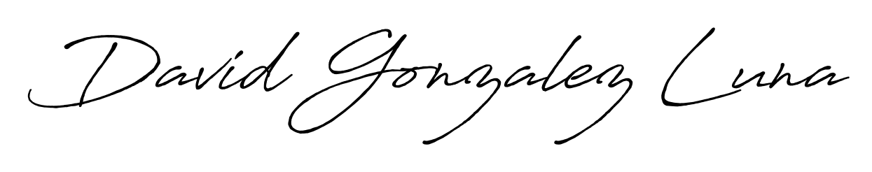 Express your personality with a custom David Gonzalez Luna signature crafted with Antro_Vectra_Bolder typography. Free transparent PNG download available. David Gonzalez Luna signature style 7 images and pictures png