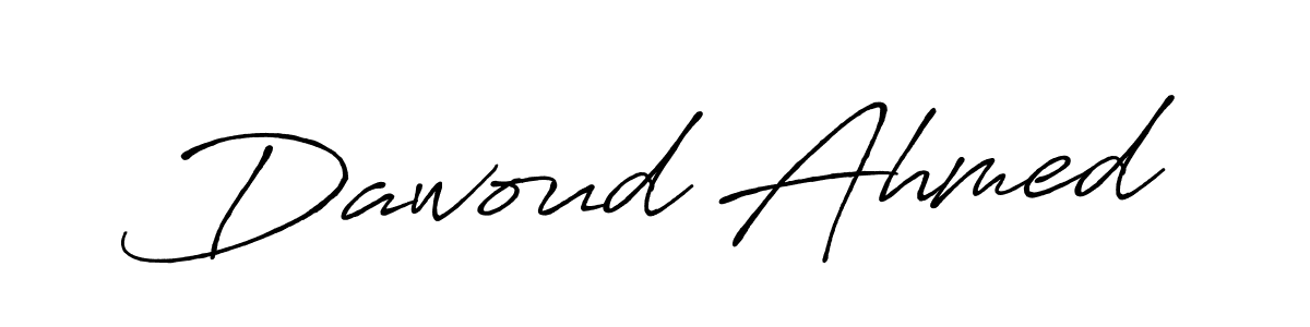 You should practise on your own different ways (Antro_Vectra_Bolder) to write your name (Dawoud Ahmed) in signature. don't let someone else do it for you. Dawoud Ahmed signature style 7 images and pictures png
