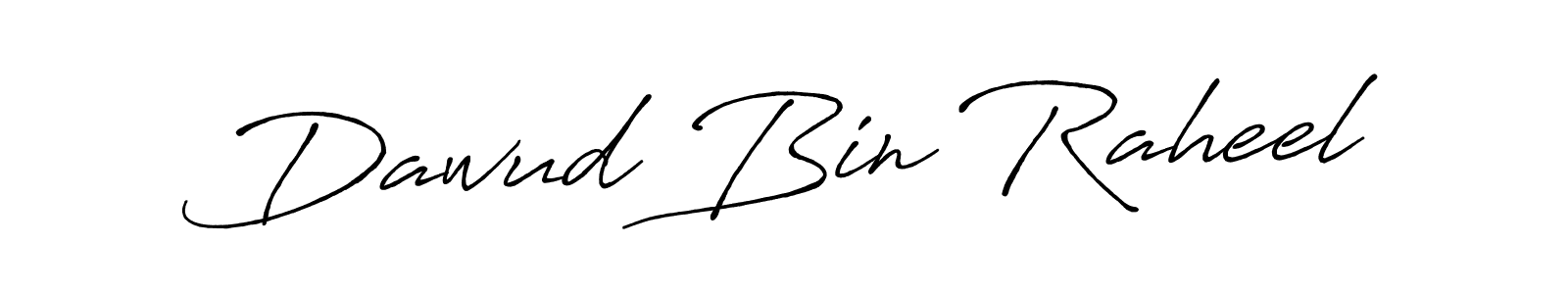 Use a signature maker to create a handwritten signature online. With this signature software, you can design (Antro_Vectra_Bolder) your own signature for name Dawud Bin Raheel. Dawud Bin Raheel signature style 7 images and pictures png