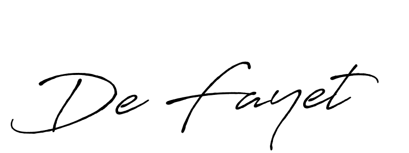 Design your own signature with our free online signature maker. With this signature software, you can create a handwritten (Antro_Vectra_Bolder) signature for name De Fayet. De Fayet signature style 7 images and pictures png
